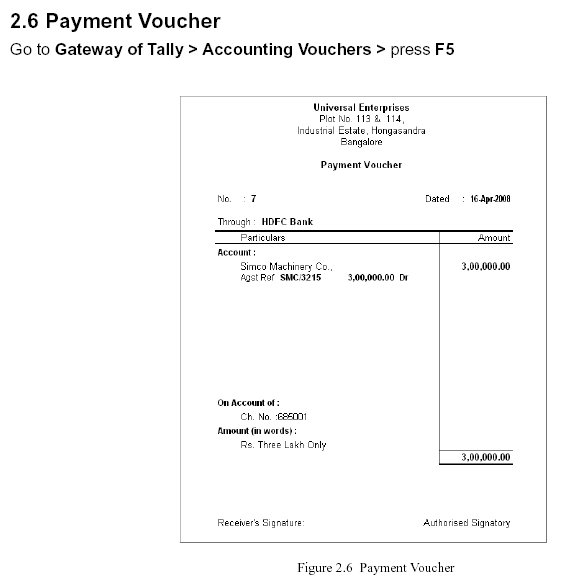 Payment Voucher Report @ Tally.ERP 9